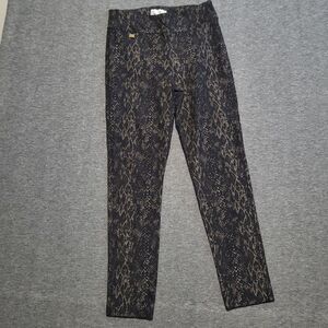 Joseph Ribkoff Black and Gold Snake-Print Skinny Pants